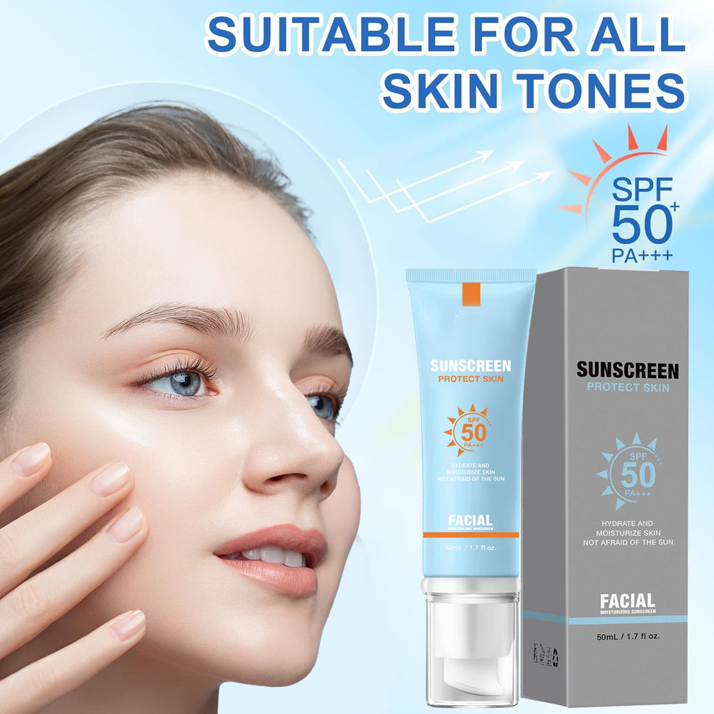 YFKEJI Moisturizing Sunscreen SPF 50 for Face – Travel Size, Hydrating & Water-Resistant