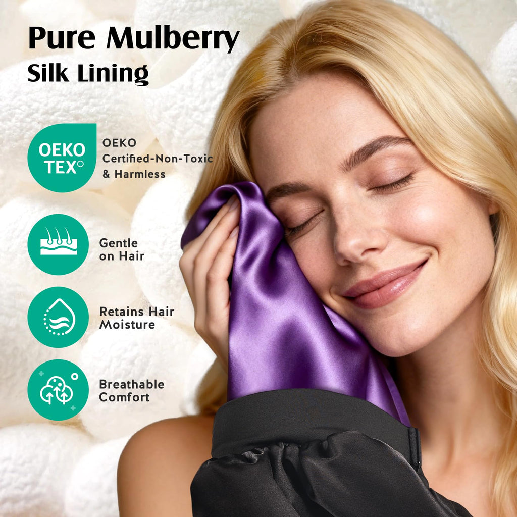 YFONG Mulberry Silk Lining Bonnet – Adjustable, Non-Slip Sleep Cap