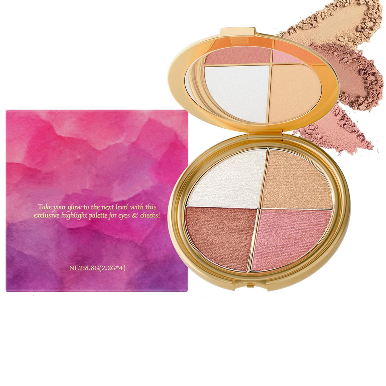 YG LianKai Eye & Cheek Palette – 4-in-1 Eyeshadow & Highlighter Kit
