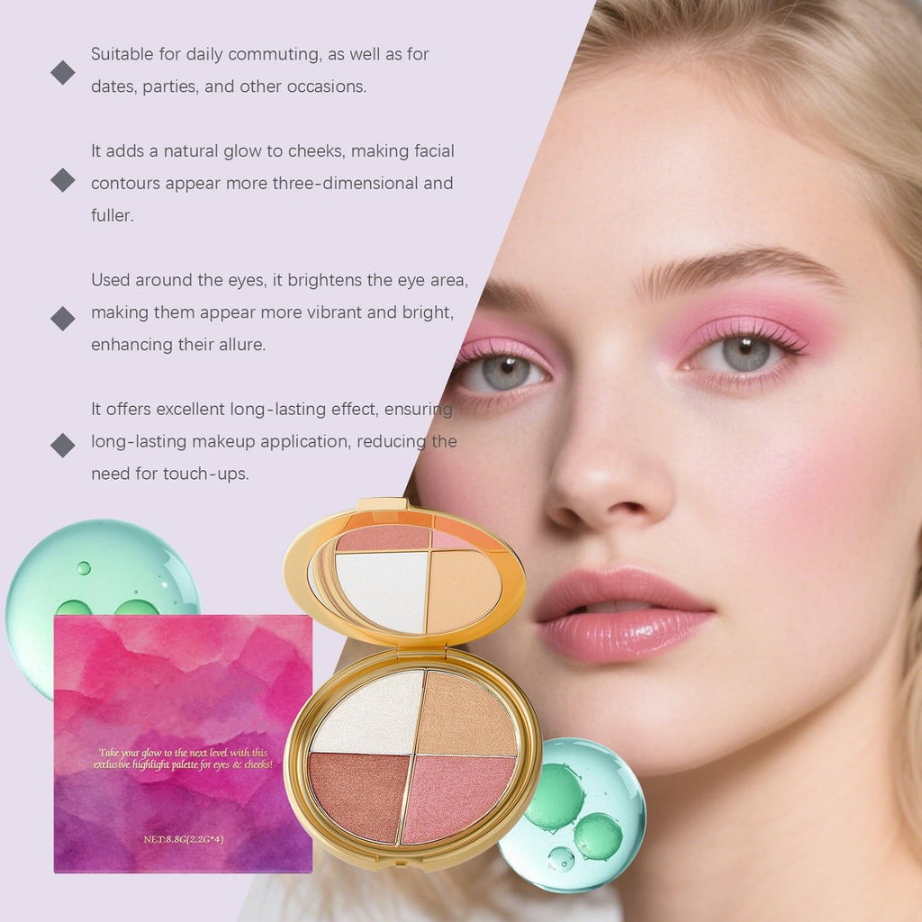 YG LianKai Eye & Cheek Palette – 4-in-1 Eyeshadow & Highlighter Kit