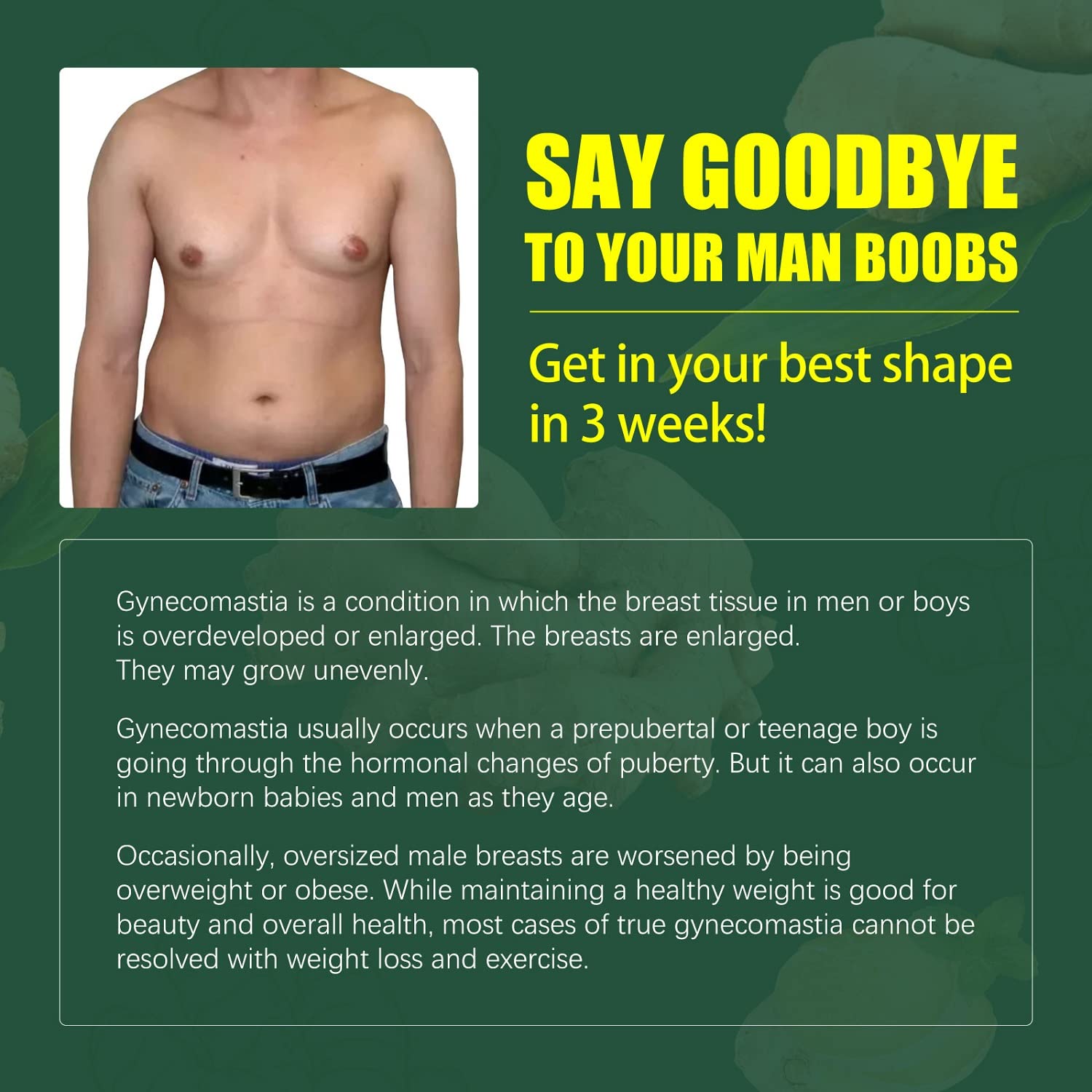 YG LianKai 2pcs Gynecomastia Tightening Ginger Cream – Chest Firming Massage Cream 30ml Each