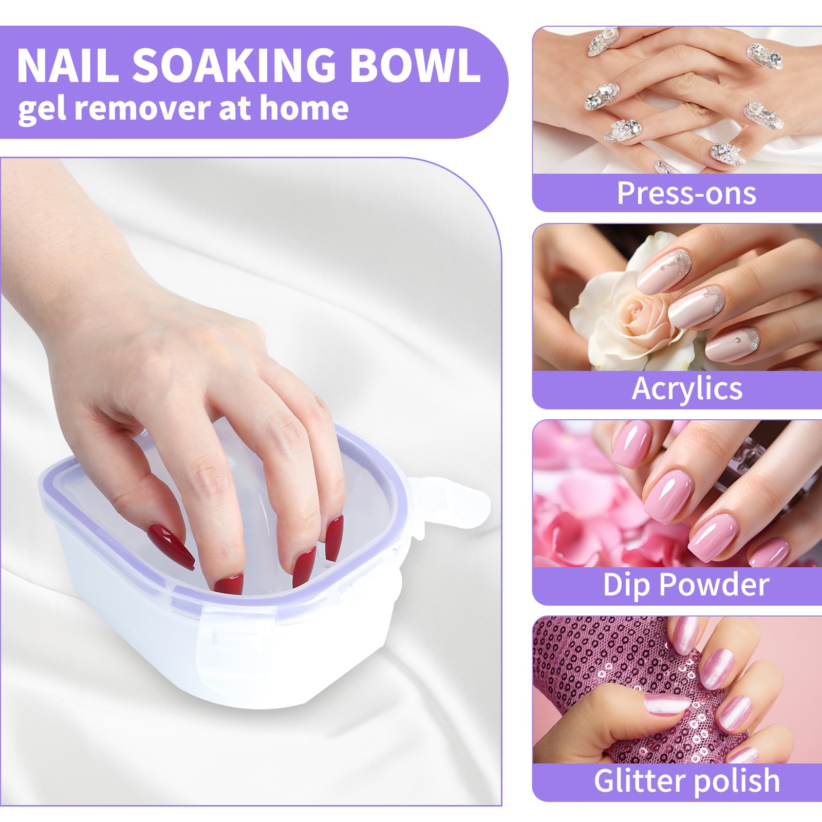 YGQQOY Nail Soaking Bowl Kit — 2x Acetone-Proof Bowls, Cuticle Oil, Buffers & Tools for At-Home Manicures