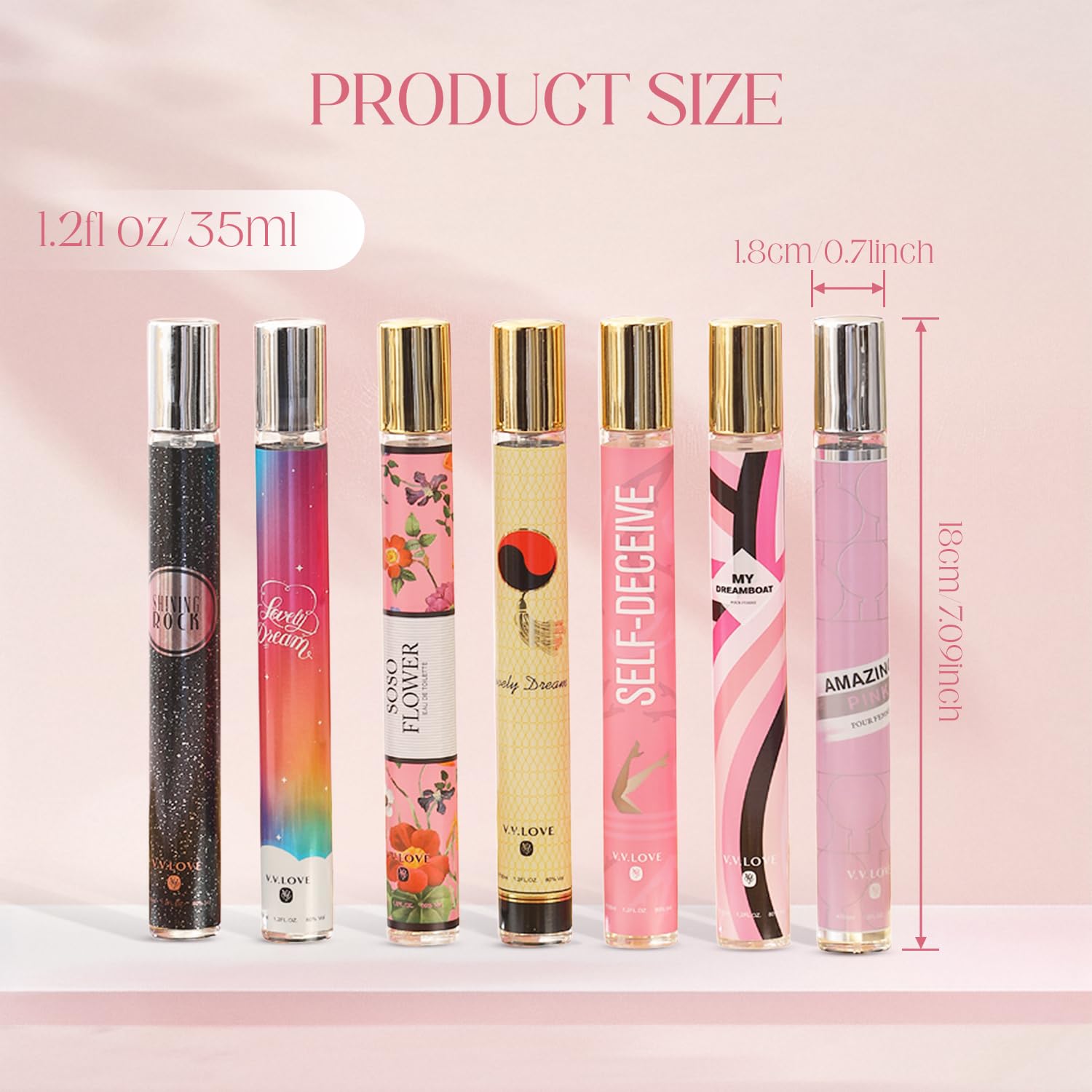 YHAYHO Eau de Parfum Set for Women - 7x 1.2 Fl Oz Mini Fragrances (Travel Collection) | Floral, Sweet, Fruity, Milky, Woody & Musk
