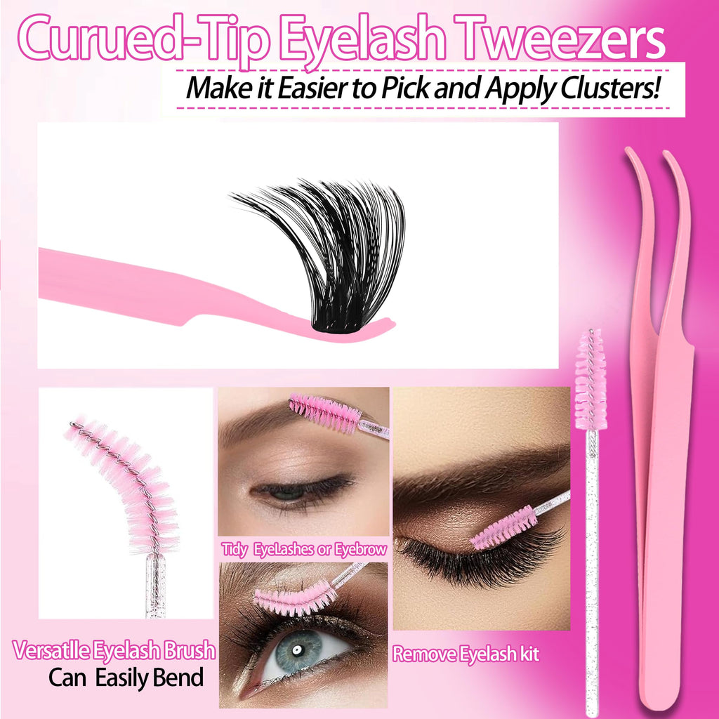 YIDUO 575Pcs Lashes Clusters Kit with Glue & Removers – D Curl 150D/200D, 12–21mm DIY Home Lash Extensions