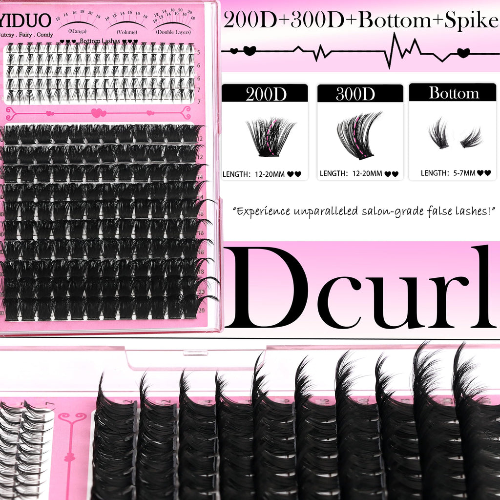 YIDUO 6-Style Lash Clusters Kit – 1520 Pcs with Bond & Seal for DIY Lash Extensions
