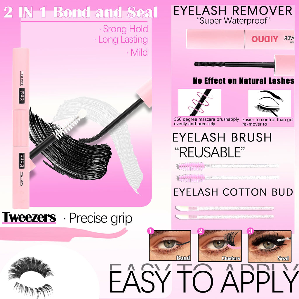 YIDUO 6-Style Lash Clusters Kit – 1520 Pcs with Bond & Seal for DIY Lash Extensions