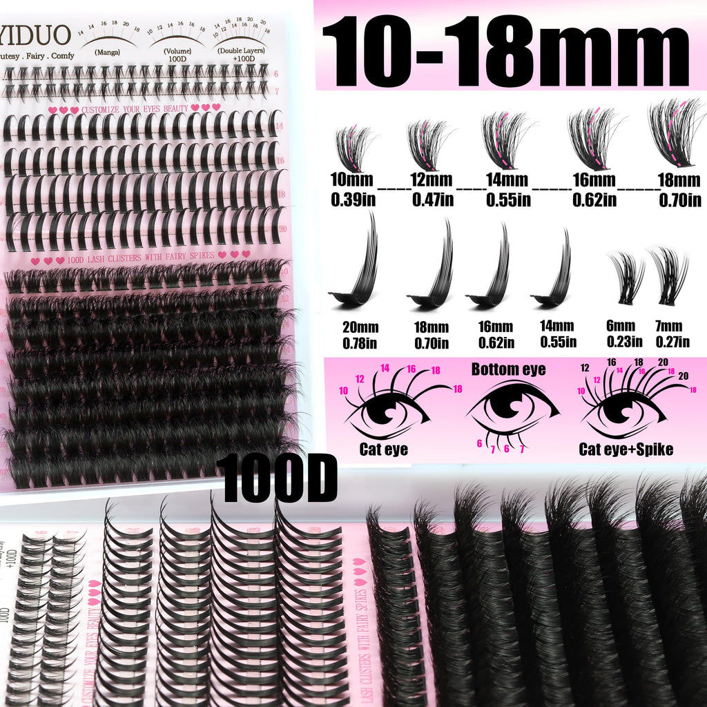 YIDUO Lash Clusters Kit with Spikes Bottom – 808 Pcs DIY Eyelash Extensions (60D/80D/100D)