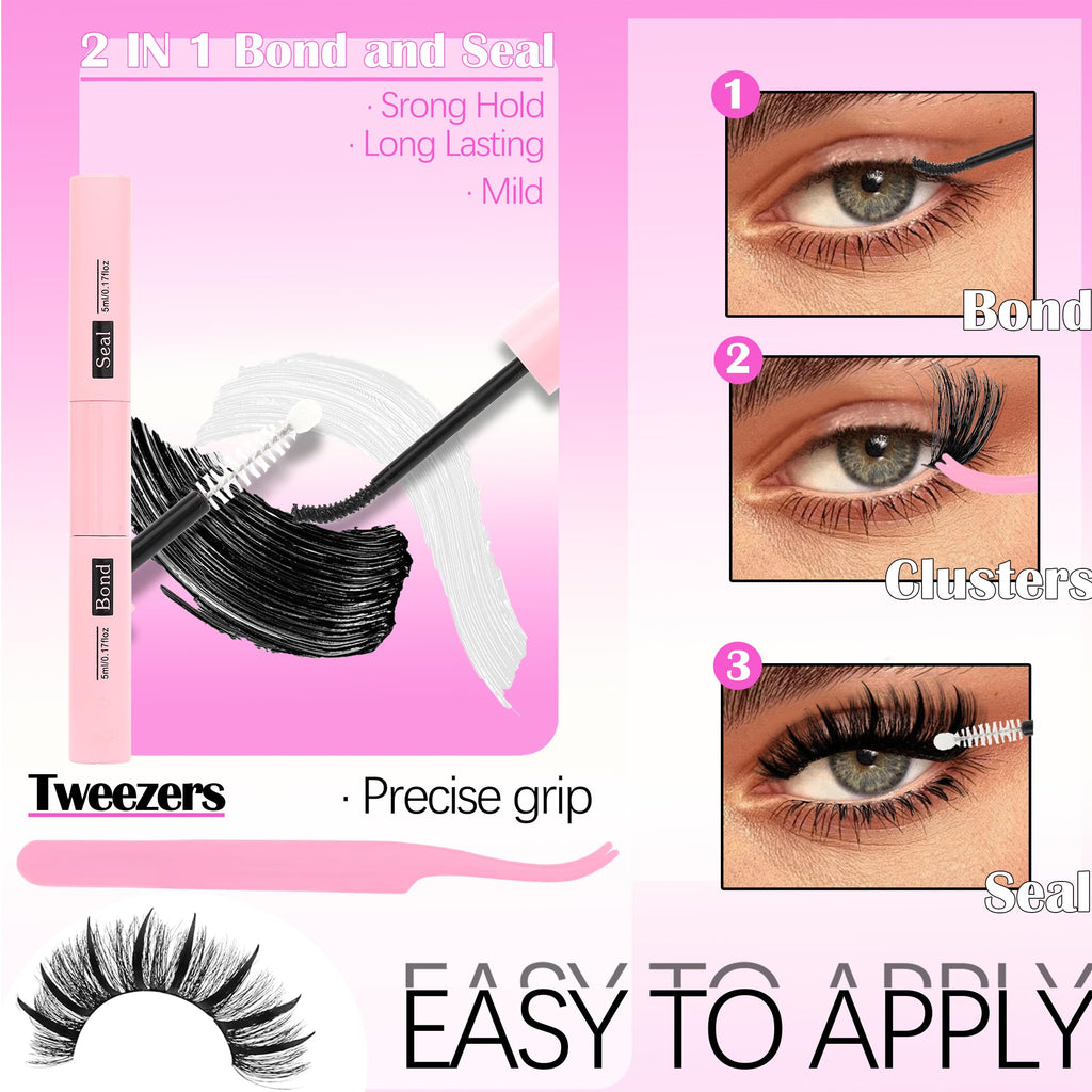 YIDUO Lash Clusters Kit with Spikes Bottom – 808 Pcs DIY Eyelash Extensions (60D/80D/100D)