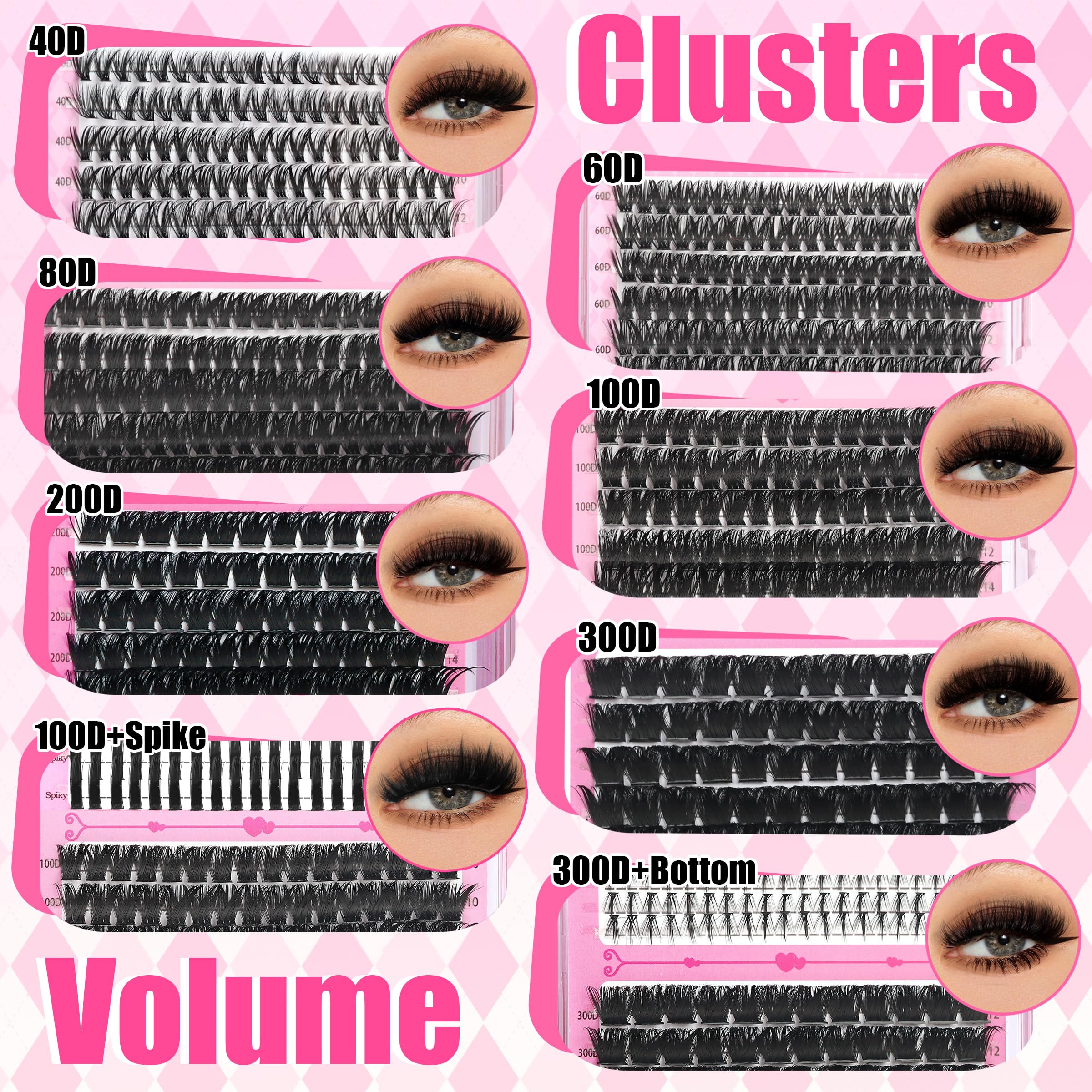 YIDUO 6-Style Lash Clusters Kit – 1520 Pcs with Bond & Seal for DIY Lash Extensions