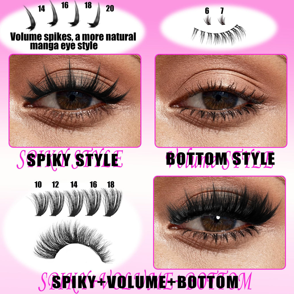 YIDUO Lash Clusters Kit with Spikes Bottom – 808 Pcs DIY Eyelash Extensions (60D/80D/100D)