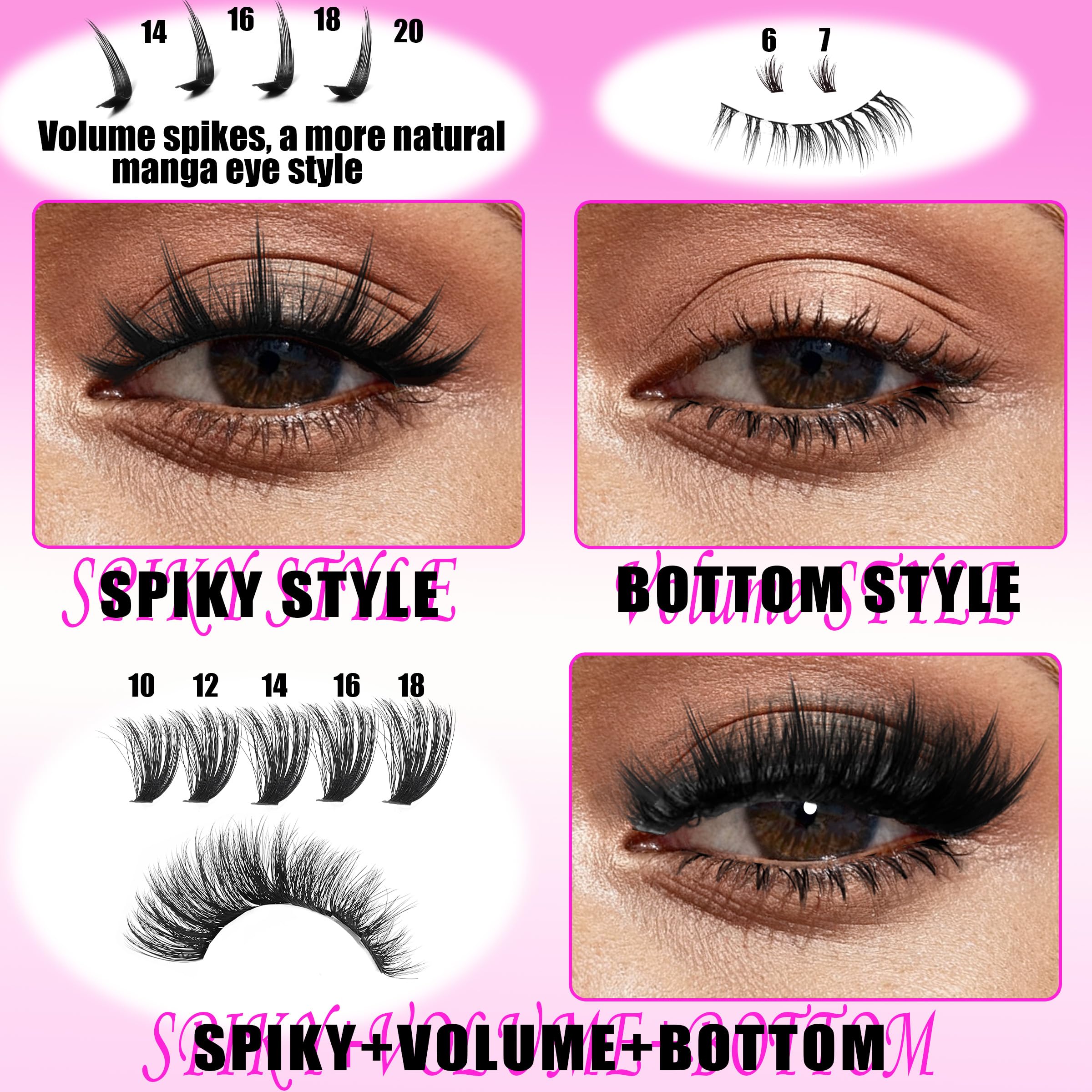 YIDUO Lash Clusters Kit with Spikes Bottom – 808 Pcs DIY Eyelash Extensions (60D/80D/100D)