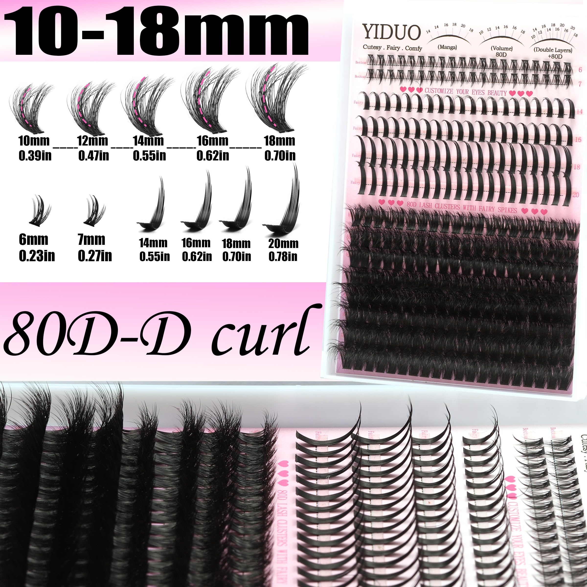 YIDUO Lash Clusters Kit with Spikes Bottom – 808 Pcs DIY Eyelash Extensions (60D/80D/100D)