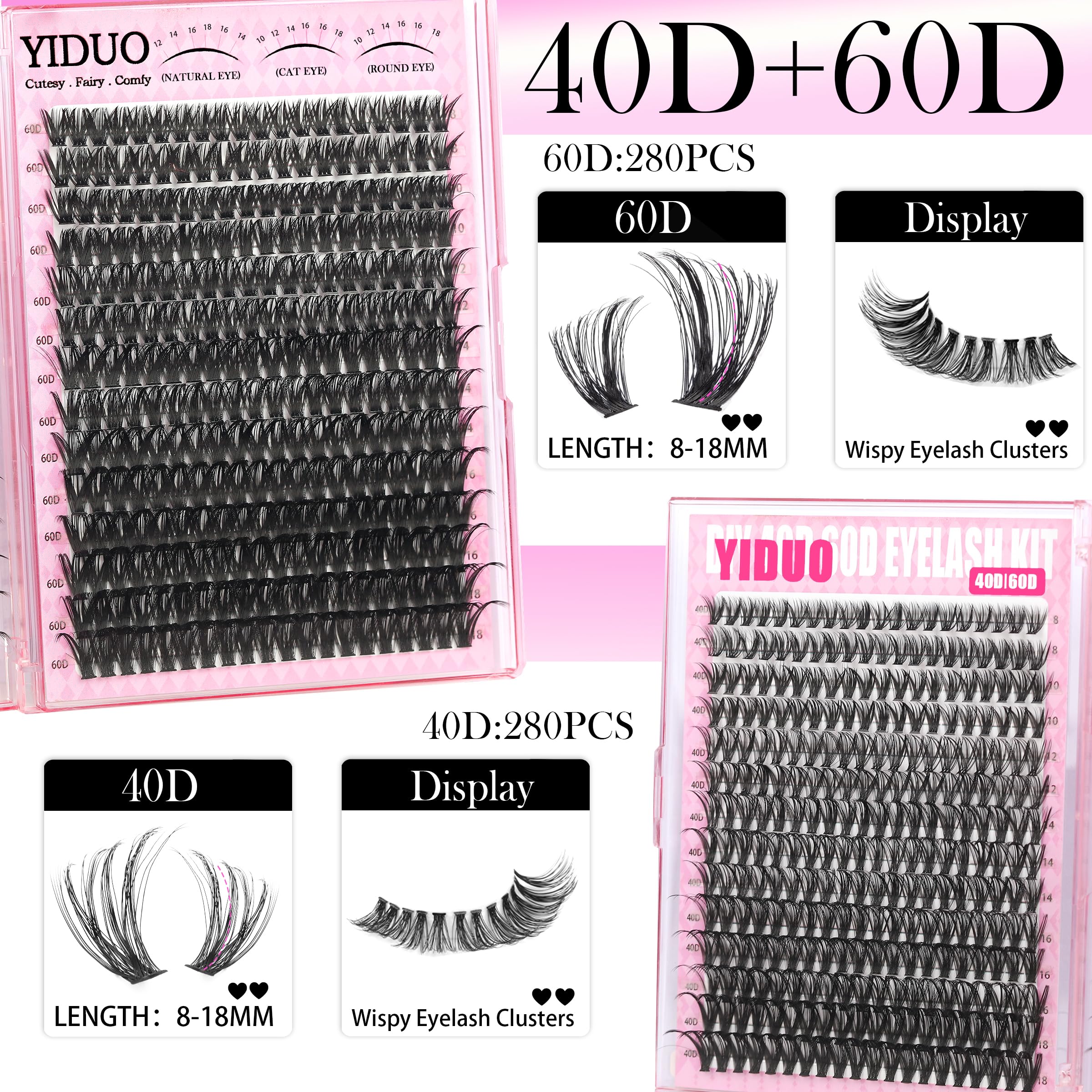 YIDUO 6-Style Lash Clusters Kit – 1520 Pcs with Bond & Seal for DIY Lash Extensions