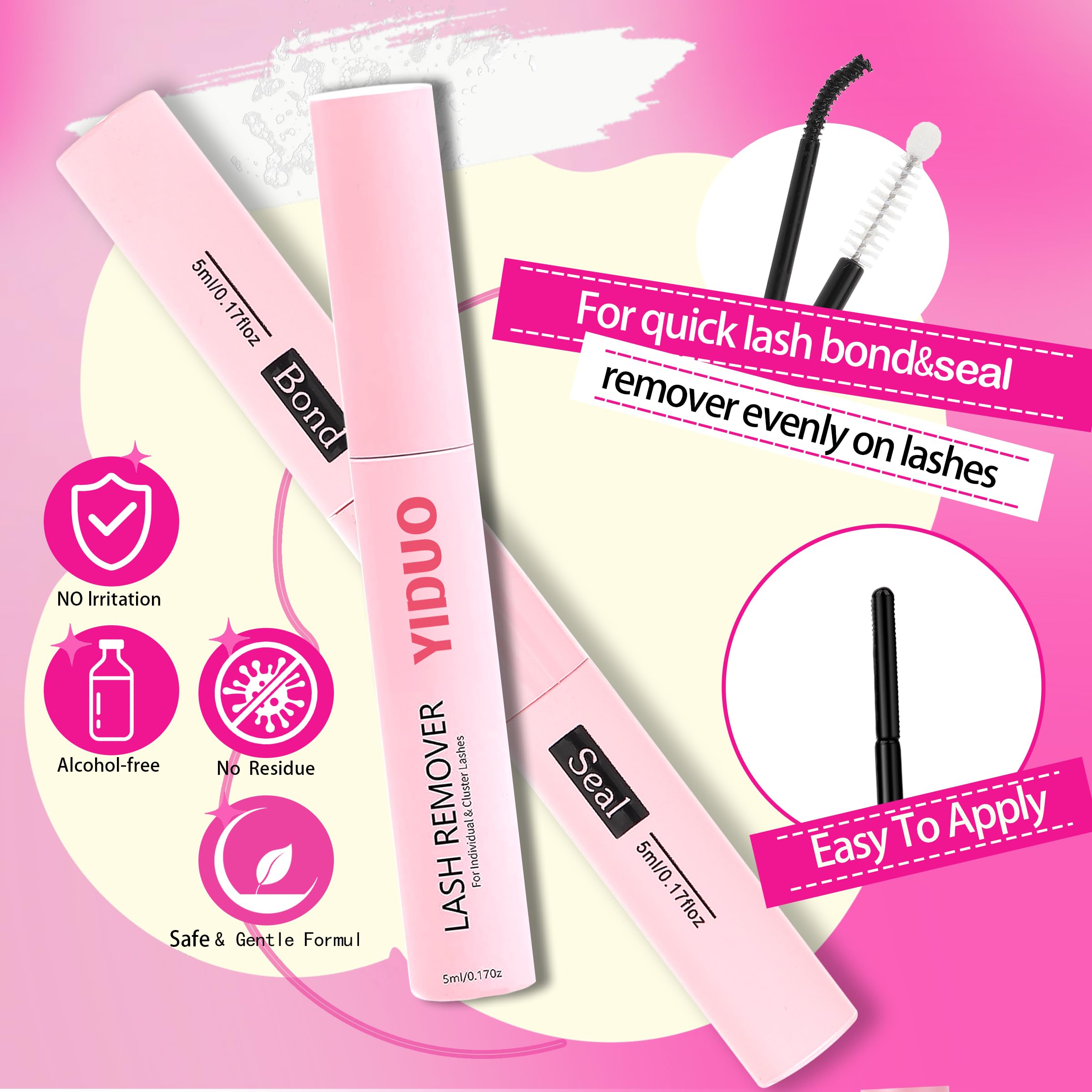 YIDUO 575Pcs Lashes Clusters Kit with Glue & Removers – D Curl 150D/200D, 12–21mm DIY Home Lash Extensions