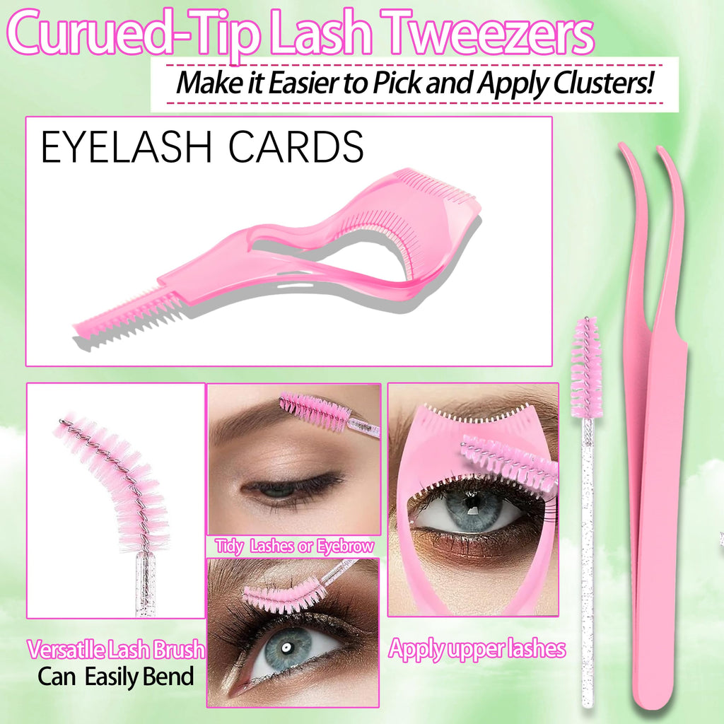 YIDUO Lashes Clusters Kit – 1864 Pcs Bulk Pack Volume False Eyelash Extensions, D Curl Wispy, Studio Effect + Glue, Seal, Tweezers, Remover, Cleanser