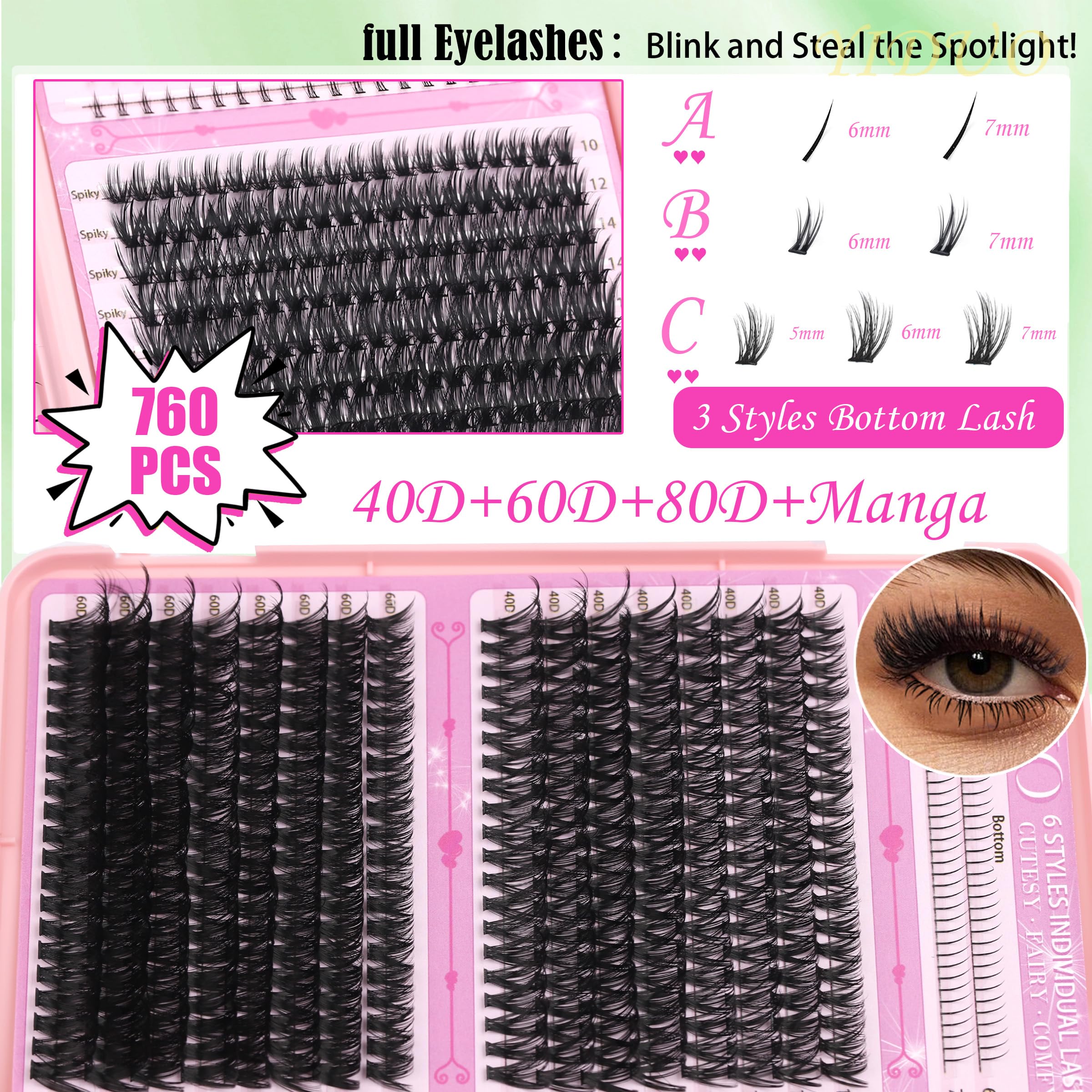 YIDUO Lashes Clusters Kit – 1864 Pcs Bulk Pack Volume False Eyelash Extensions, D Curl Wispy, Studio Effect + Glue, Seal, Tweezers, Remover, Cleanser