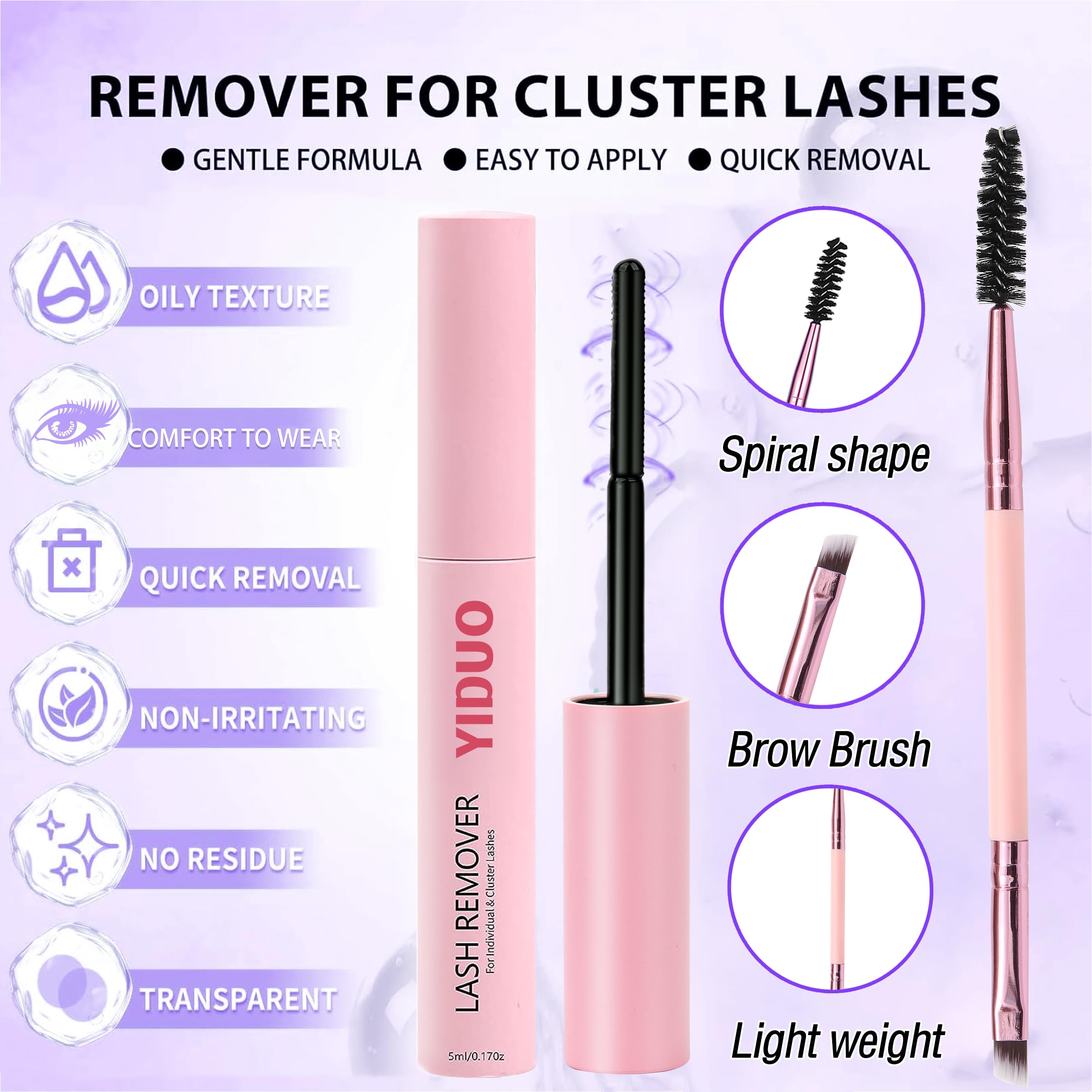 YIDUO YlDUO Lashes Clusters Kit – Natural C/D Curl Wispy Extensions, DIY Kit with Glue x2, Tweezers, Remover, Brush