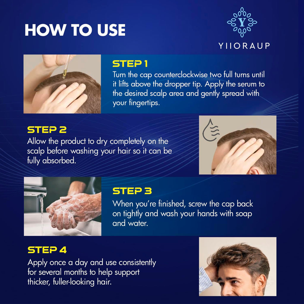 YIIORAUP 5% Minoxidil Hair Growth Solution – Extra Strength Topical for Men & Women (Biotin) – 2-Pack