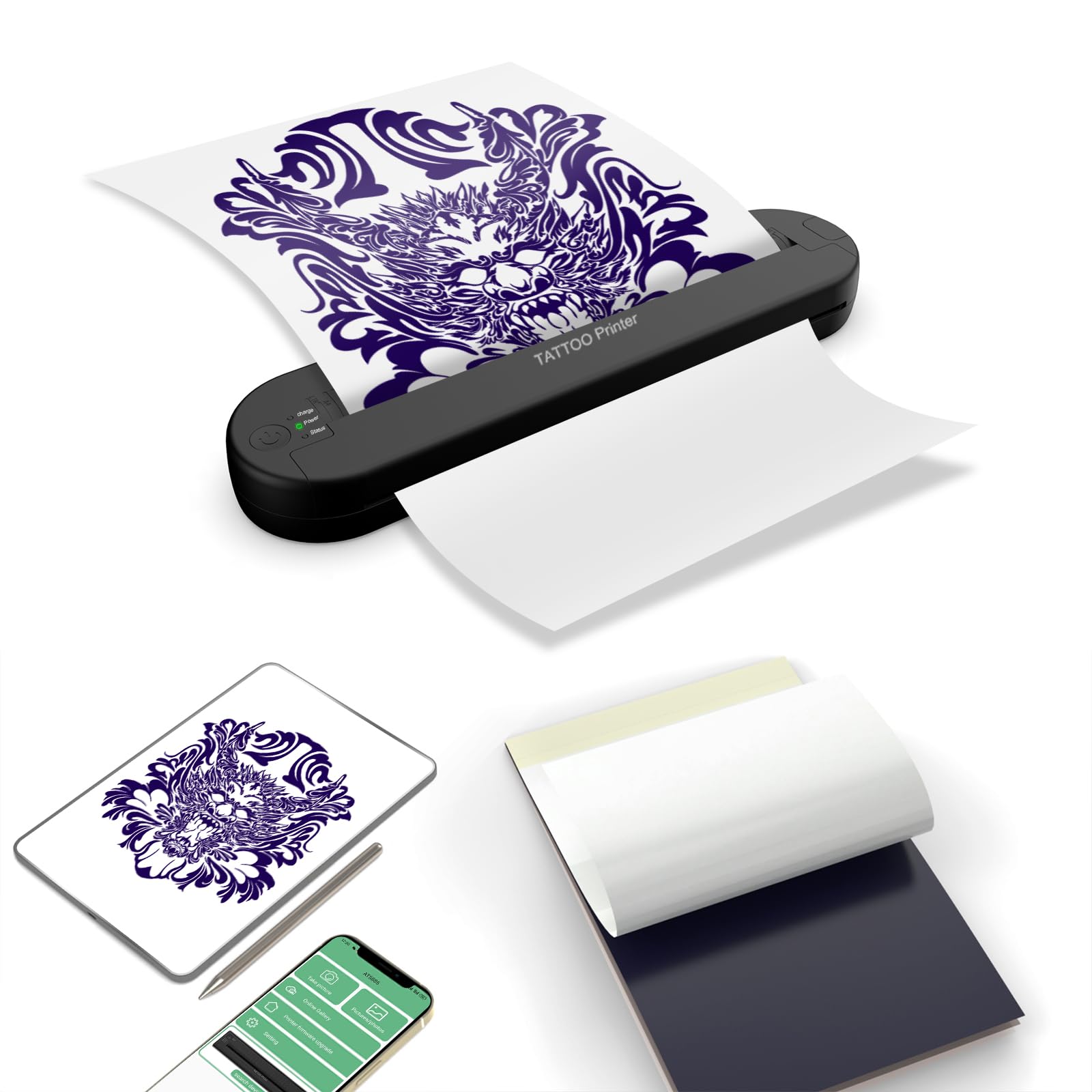 YILONG ATS886L Tattoo Stencil Printer – Bluetooth Thermal Transfer + 15 Papers