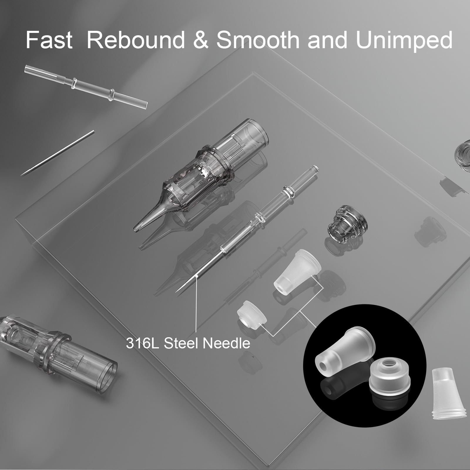 YILONG Upgrad Disposable Tattoo Cartridges – 20pc 0.3mm/0.35mm #1003RL Round Liner for Tattoo Pens