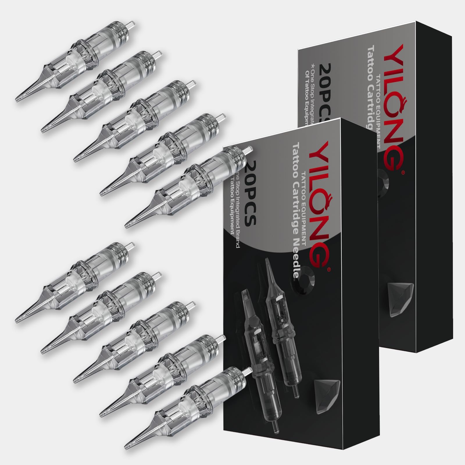 YILONG Upgrad Disposable Tattoo Cartridges – 20pc 0.3mm/0.35mm #1003RL Round Liner for Tattoo Pens