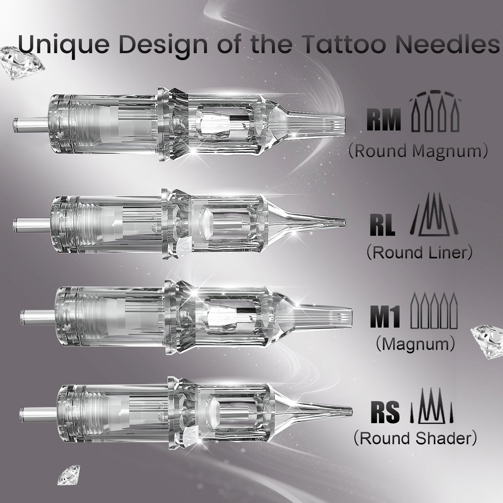 YILONG Upgrad Disposable Tattoo Cartridges – 20pc 0.3mm/0.35mm #1003RL Round Liner for Tattoo Pens
