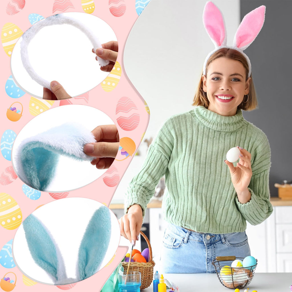 Yinder 48 Pcs Bunny Ears Headbands – Easter Rabbit Hair Hoop for Party Favors & Cosplay (Classic)
