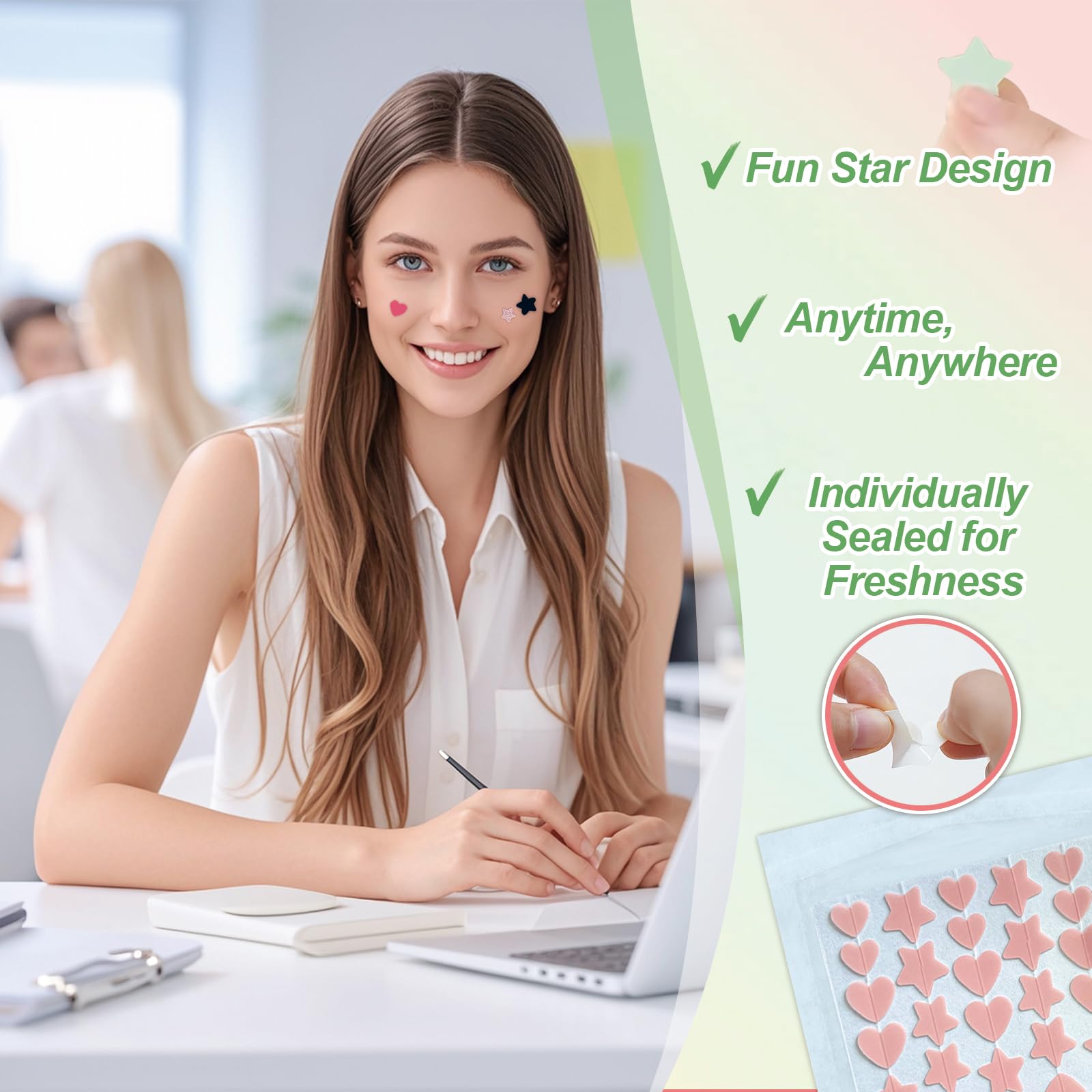 YIWMWIY Bright Shimmer Pimple Patches – 400 Count, 3 Sizes (10/12/14mm) with Tea Tree, Salicylic Acid & Centella