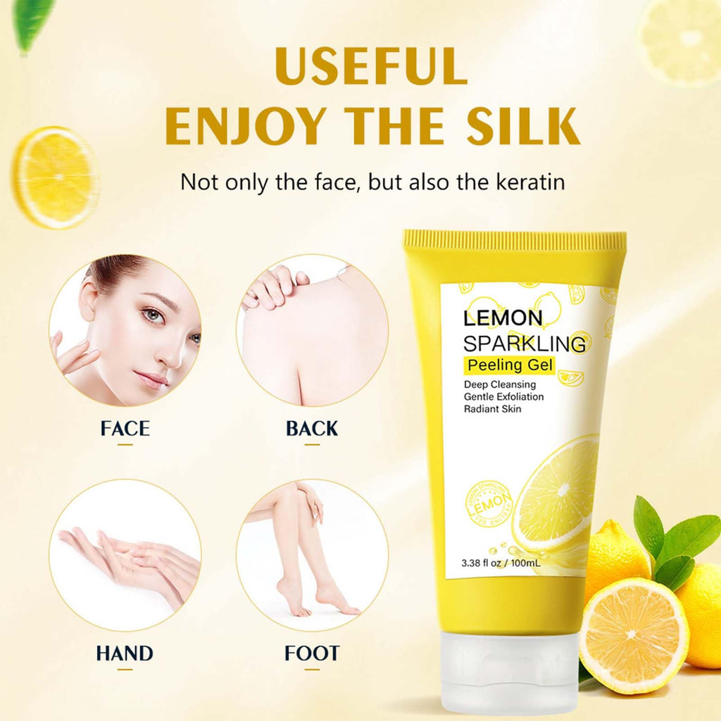 YJLYQF Lemon Exfoliating Gel | Gentle Face & Body Scrub for All Skin Types – 3.38 oz