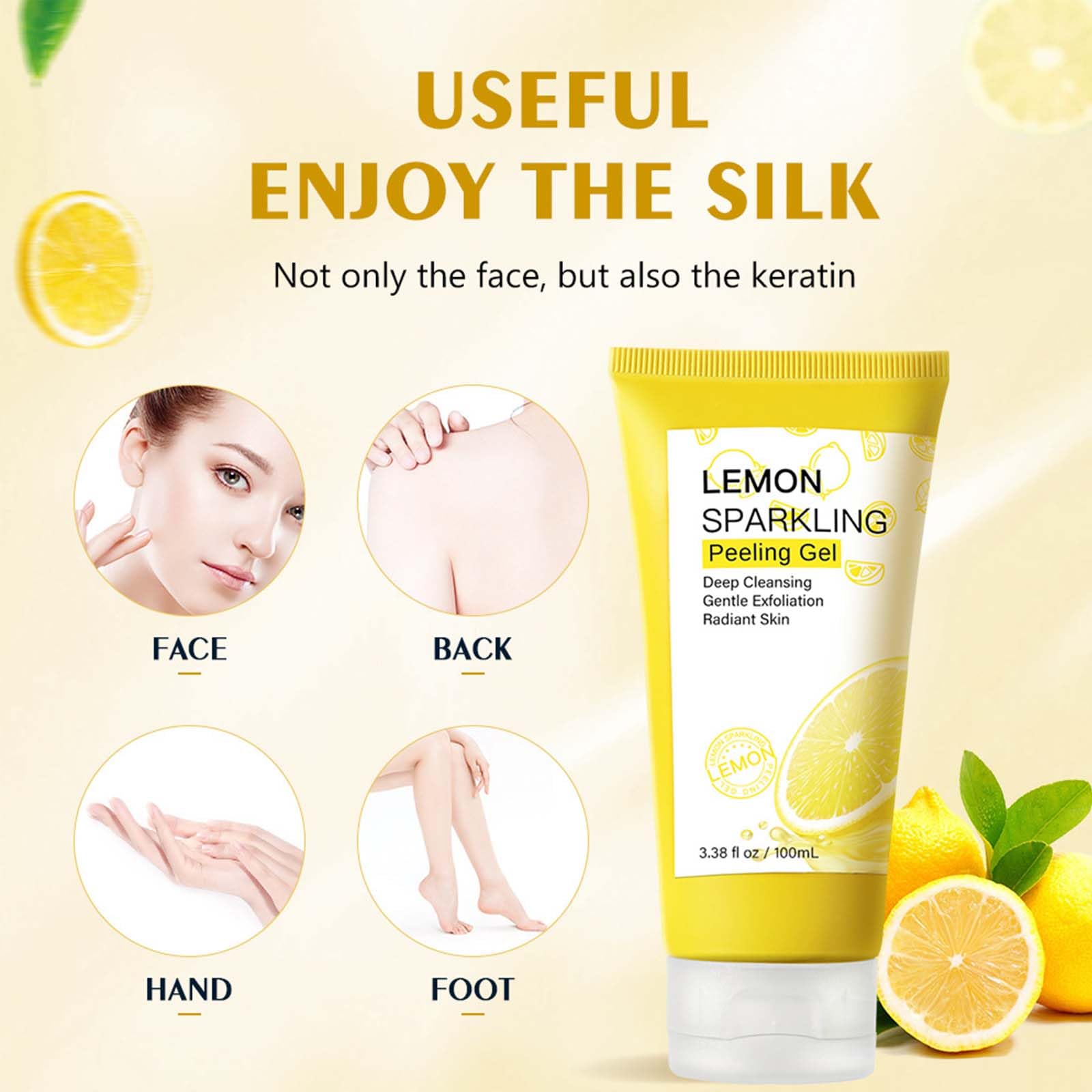 YJLYQF Lemon Exfoliating Gel | Gentle Face & Body Scrub for All Skin Types – 3.38 oz
