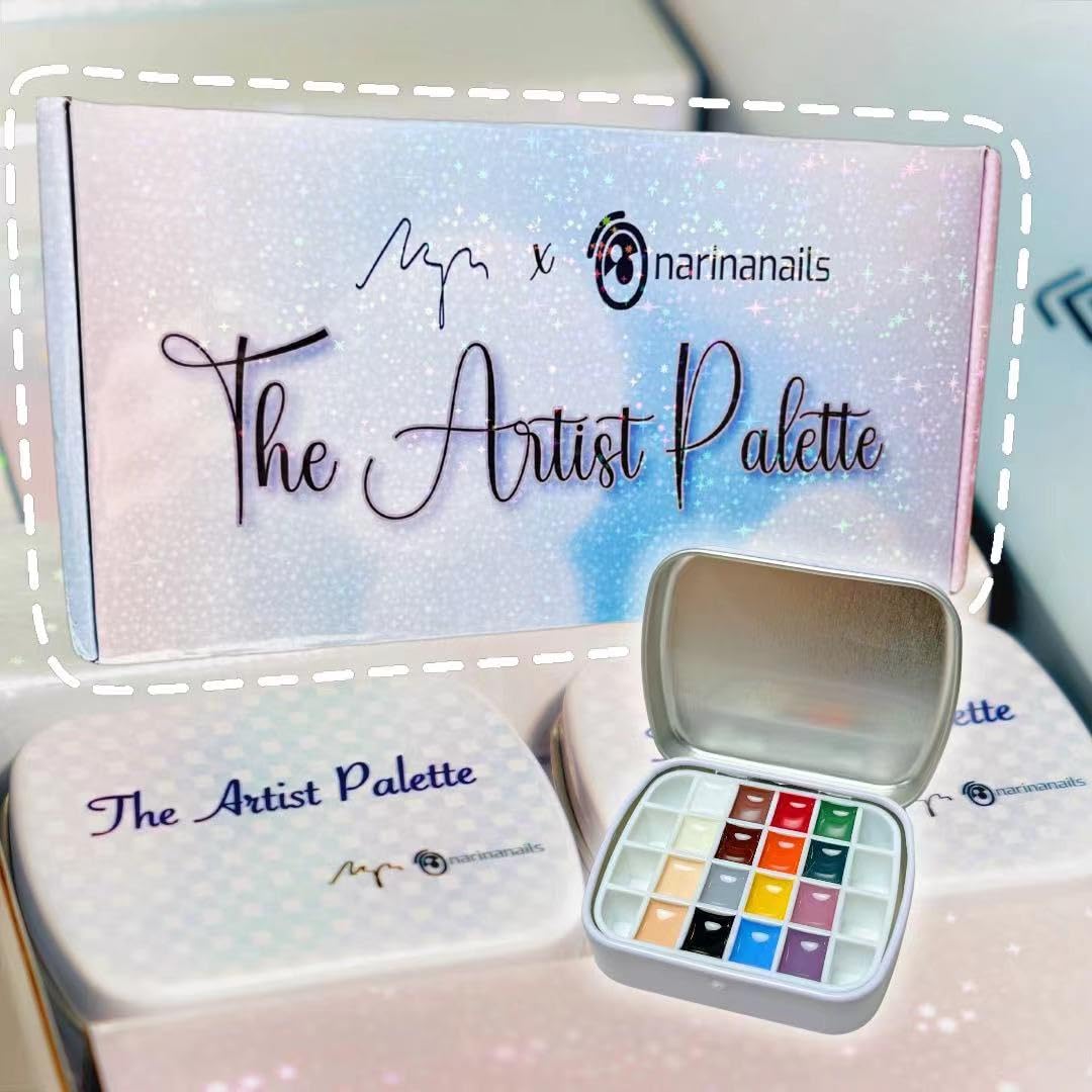 YJMyujimi Narina The Artist Palette x MPA — 16 Colours, Mixing Pad, 2 Mini Palettes, 24 Nail Art Grids, 5g Pigmented Colors