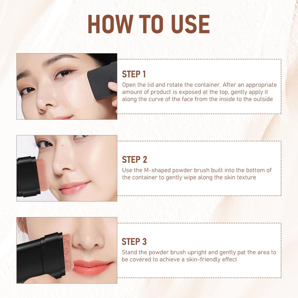 YJW Flawless Eraser Foundation Stick – Hydrating Korean Lightweight Foundation, Waterproof, Multi-Use (Shade 02)