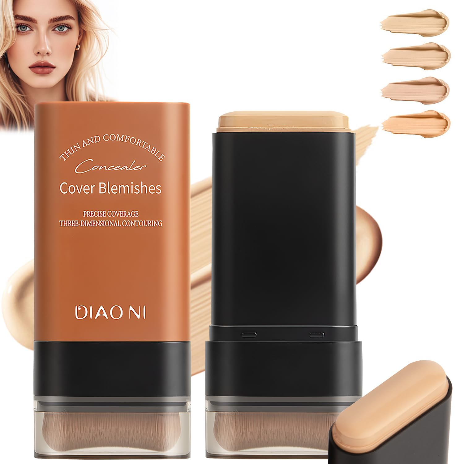 YJW Flawless Eraser Foundation Stick – Hydrating Korean Lightweight Foundation, Waterproof, Multi-Use (Shade 02)