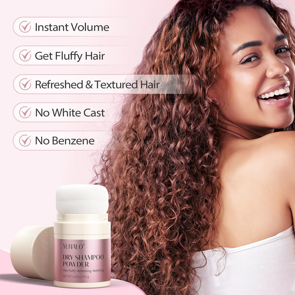 YLNALO Dry Shampoo Powder – Mattifying, Non-Aerosol, Travel Size 0.29 oz, No White Cast, Vegan