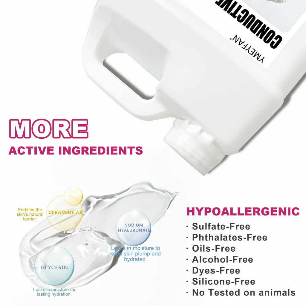 YMEYFAN 2.5L Conductive Gel for Microcurrent, RF & Laser Hair Removal | Hydrating, Sulfate & Phthalate-Free
