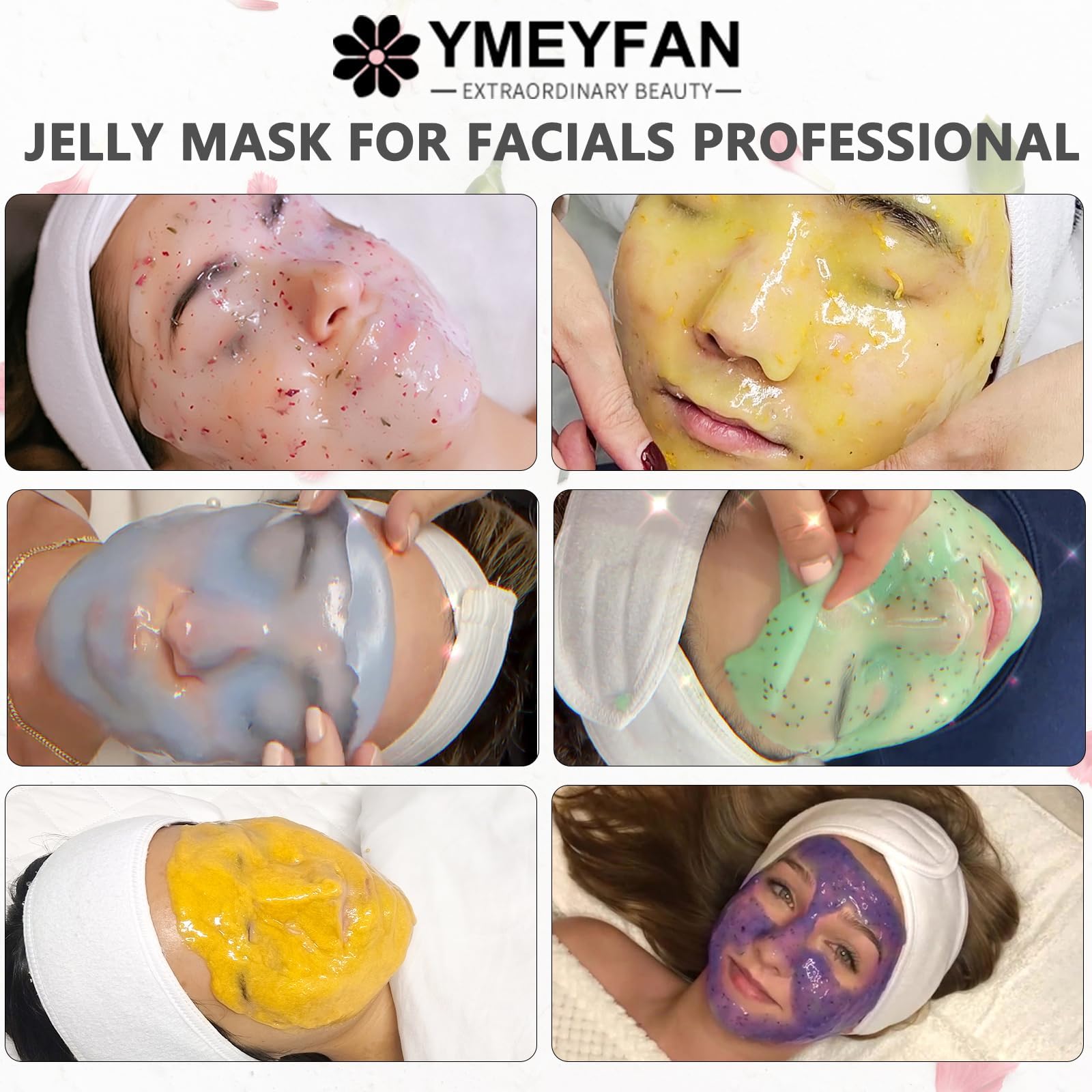 YMEYFAN Jelly Mask Powder Bulk Pack – 10 Jars (500g) for Salons & Home Facials