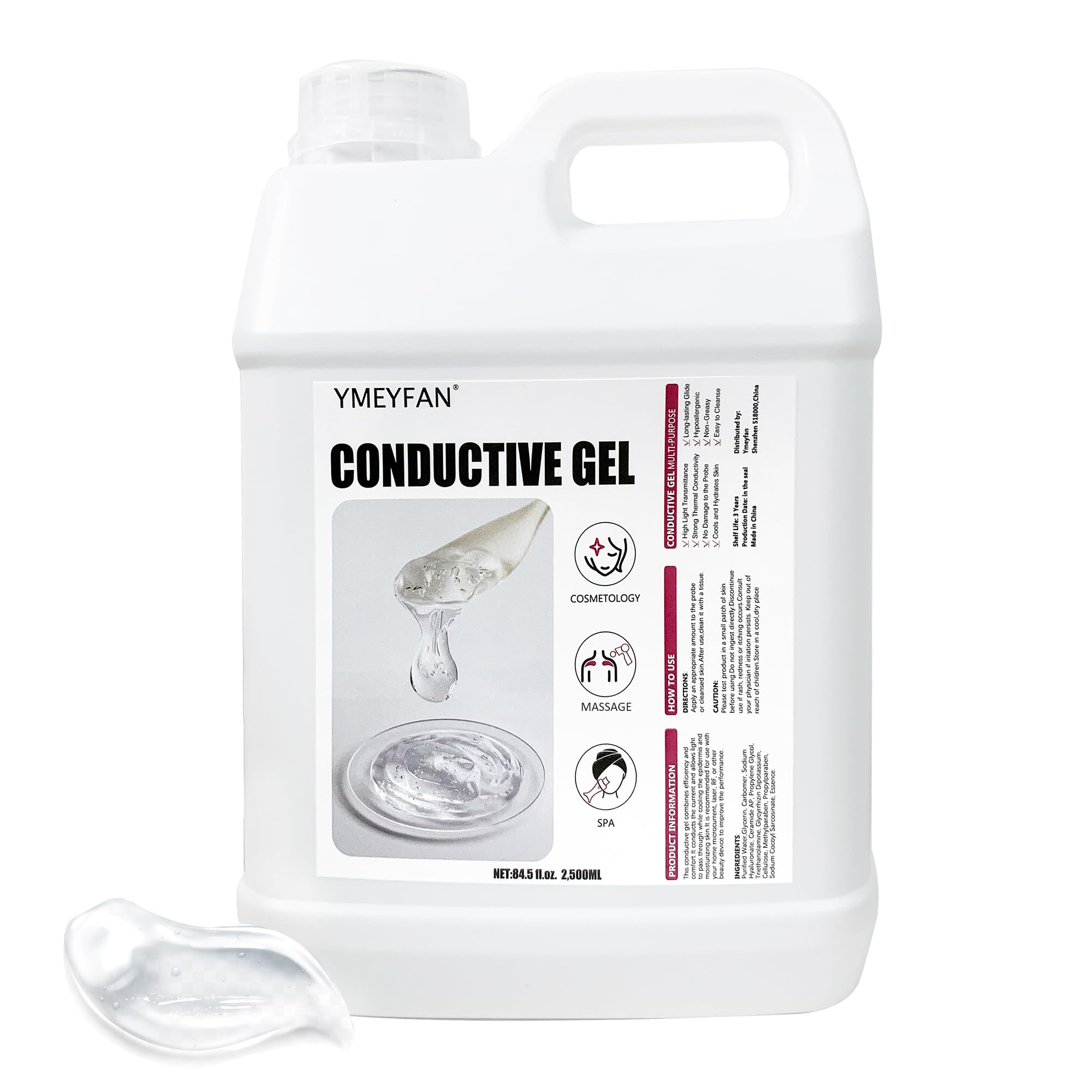 YMEYFAN 2.5L Conductive Gel for Microcurrent, RF & Laser Hair Removal | Hydrating, Sulfate & Phthalate-Free