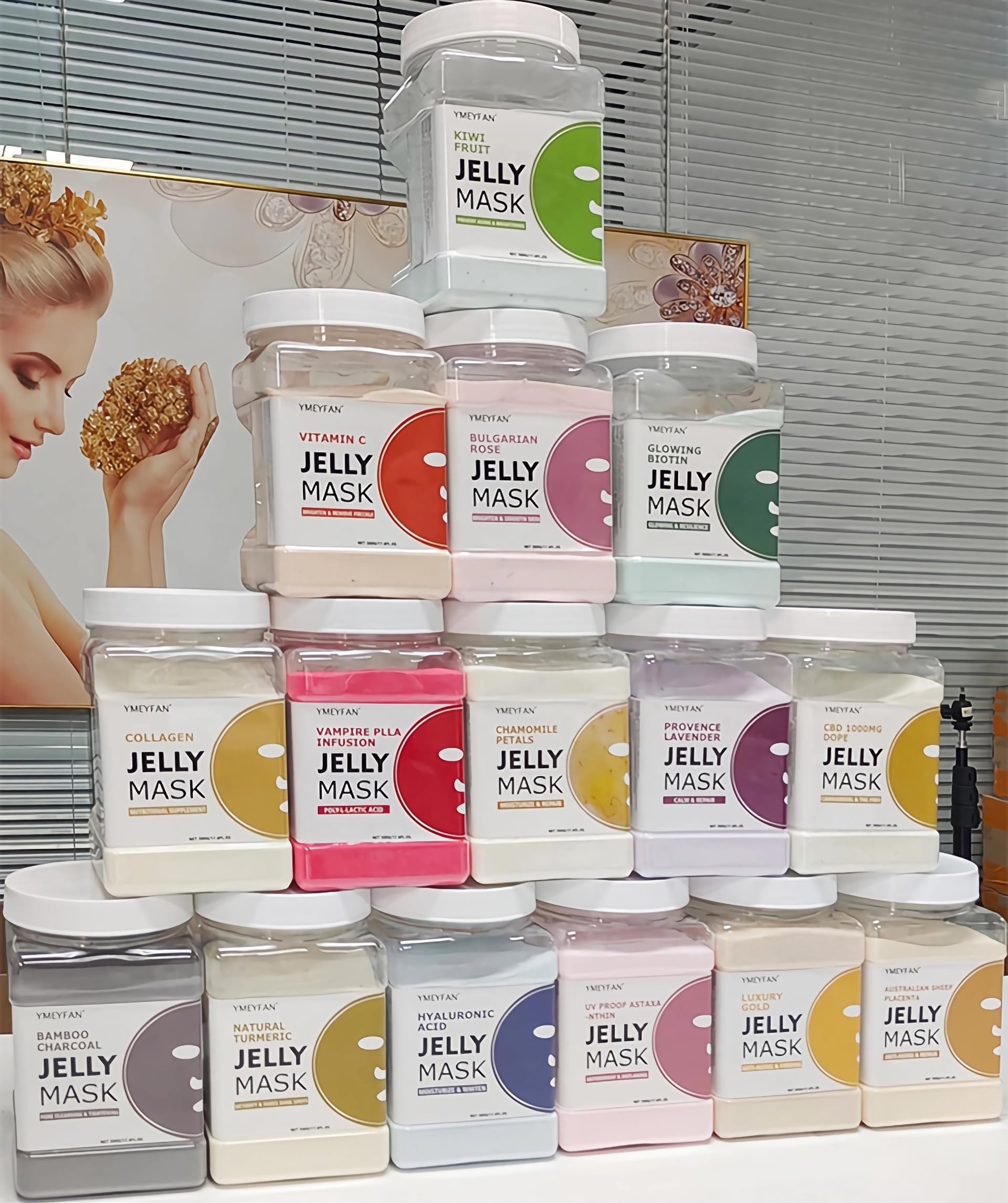 YMEYFAN Jelly Mask Powder Bulk Pack – 10 Jars (500g) for Salons & Home Facials