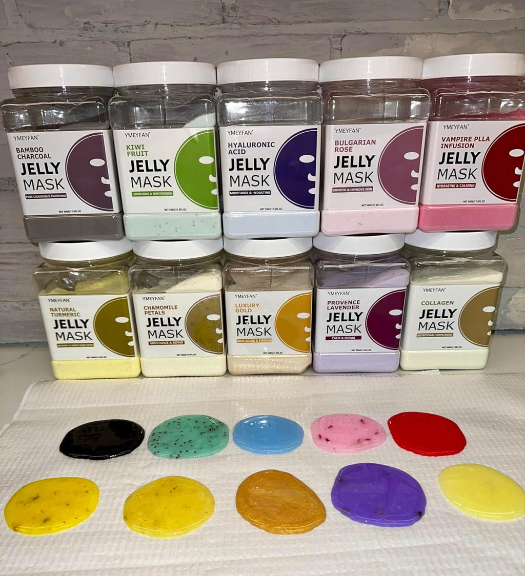 YMEYFAN Jelly Mask Powder Bulk Pack – 10 Jars (500g) for Salons & Home Facials
