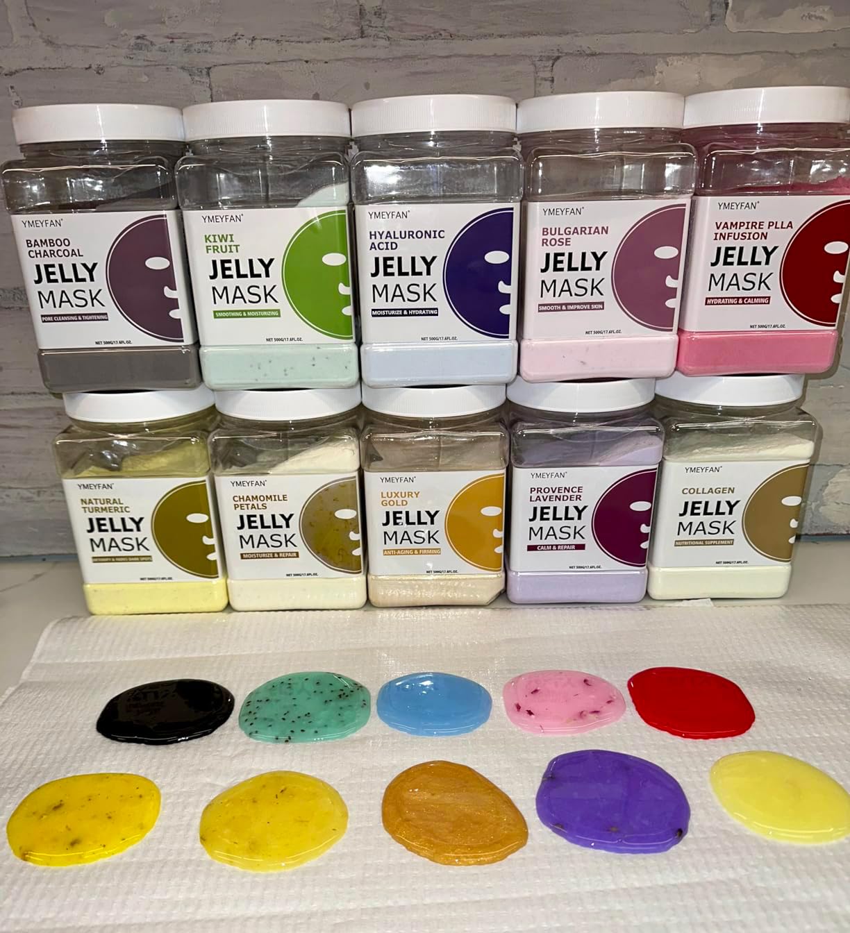 YMEYFAN Jelly Mask Powder Bulk Pack – 10 Jars (500g) for Salons & Home Facials
