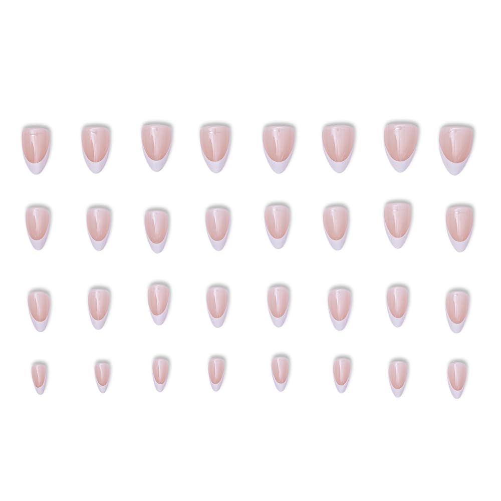 YN Young Nails Press On Nails – Medium Oval Glue-On Kit with All-In-One Tools (Pretty in French)