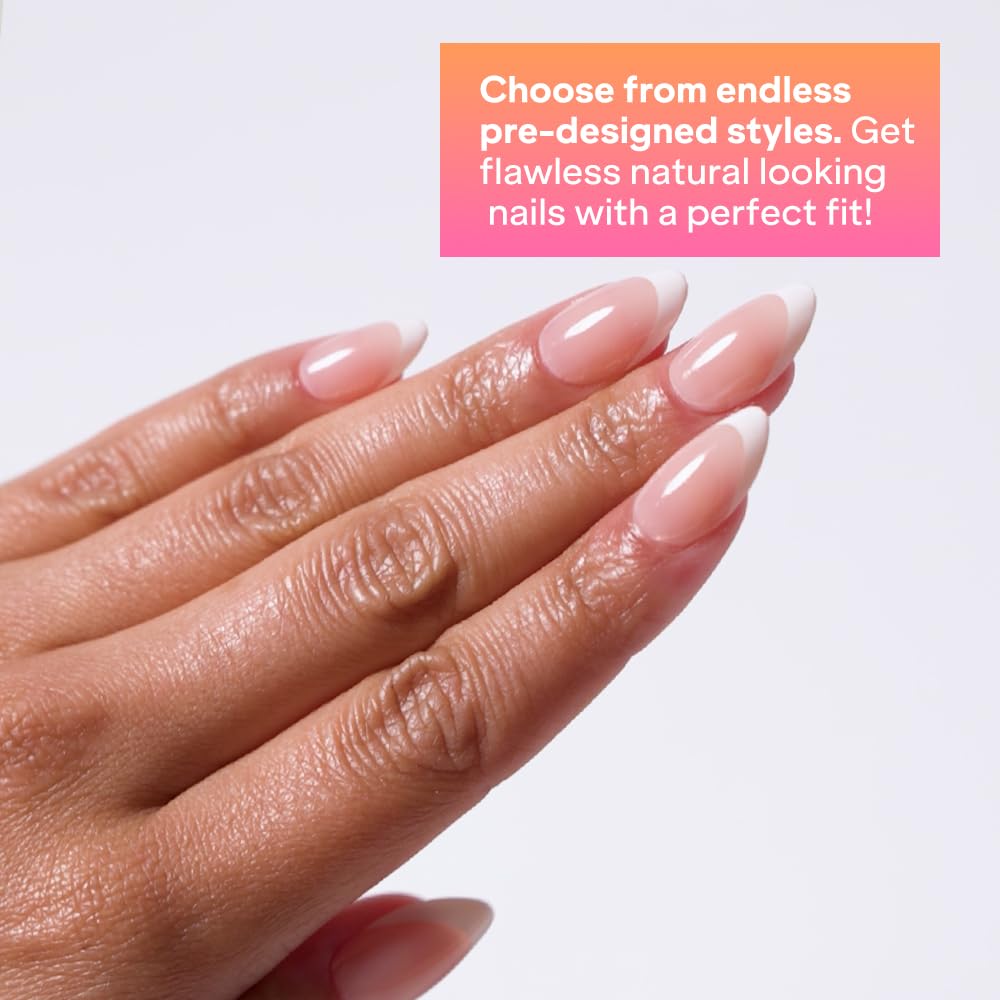 YN Young Nails Press On Nails – Medium Oval Glue-On Kit with All-In-One Tools (Pretty in French)