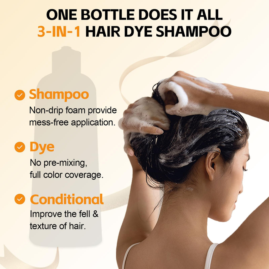 Yocisku Coffee Hair Dye Shampoo 3 in 1 — Gray Coverage, Easy At-Home Color, 16.9 Fl Oz