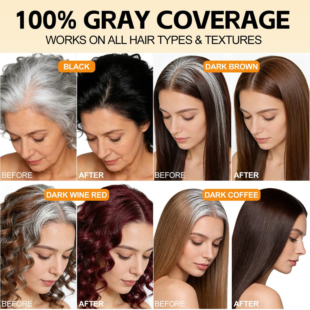 Yocisku Coffee Hair Dye Shampoo 3 in 1 — Gray Coverage, Easy At-Home Color, 16.9 Fl Oz