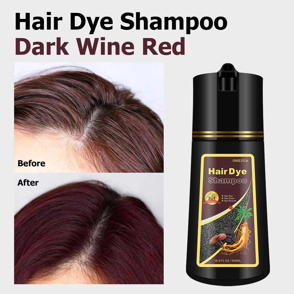 Yocisku Hair Dye Shampoo – Gray Coverage, Dark Wine Red, 3-in-1 Color & Care