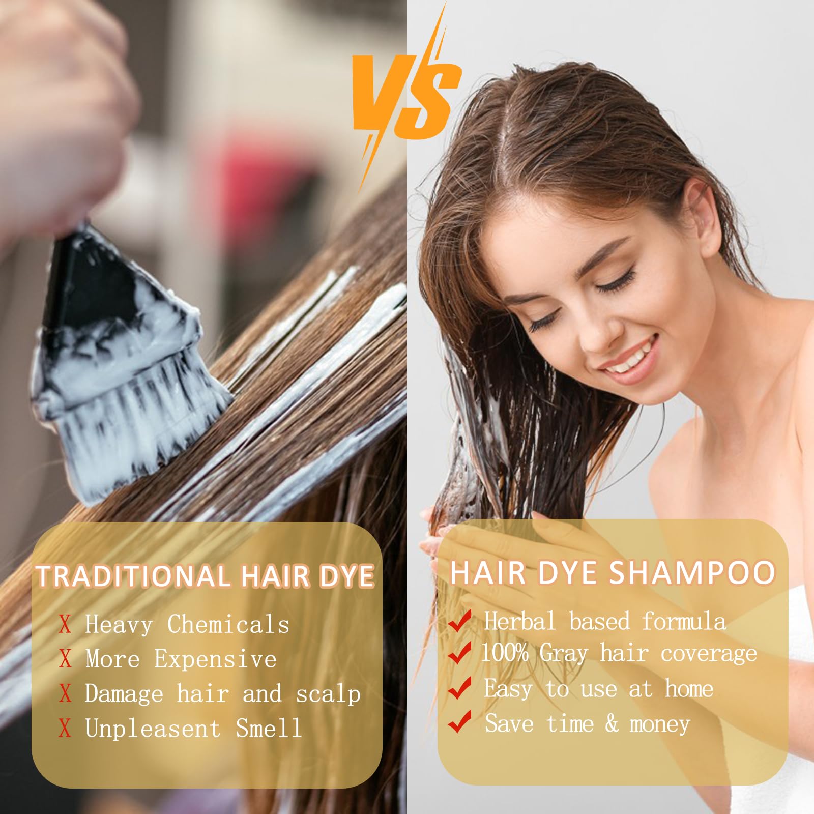 Yocisku Silver Gray Hair Dye Shampoo 3-in-1 for Men & Women – Ammonia-Free Color