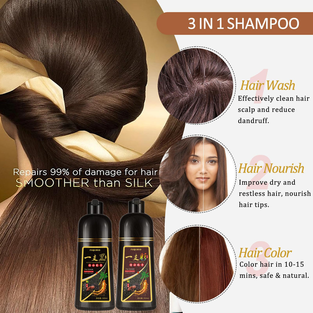 Yocisku Silver Gray Hair Dye Shampoo 3-in-1 for Men & Women – Ammonia-Free Color