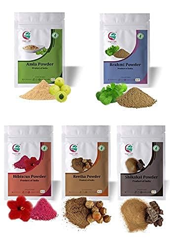 YOGI'S GIFT Celebrating Health Herbal Hair Care Combo Pack (500g) – Ayurvedic Powders: Amla, Reetha, Shikakai, Brahmi & Hibiscus