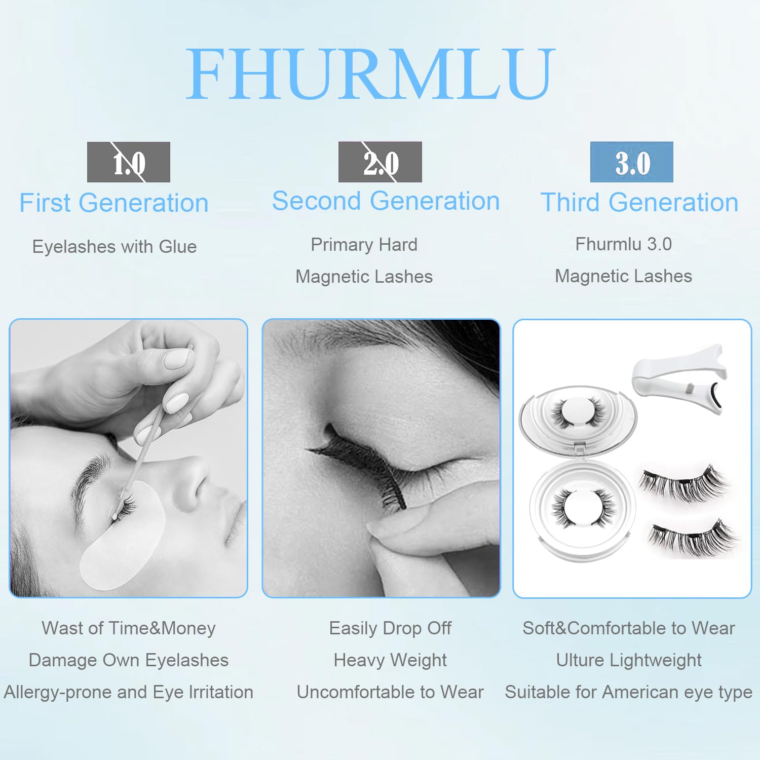 Yogkuse Hunnyfit Magnetic Eyelashes with Applicator – No Glue Needed, Reusable Natural Look