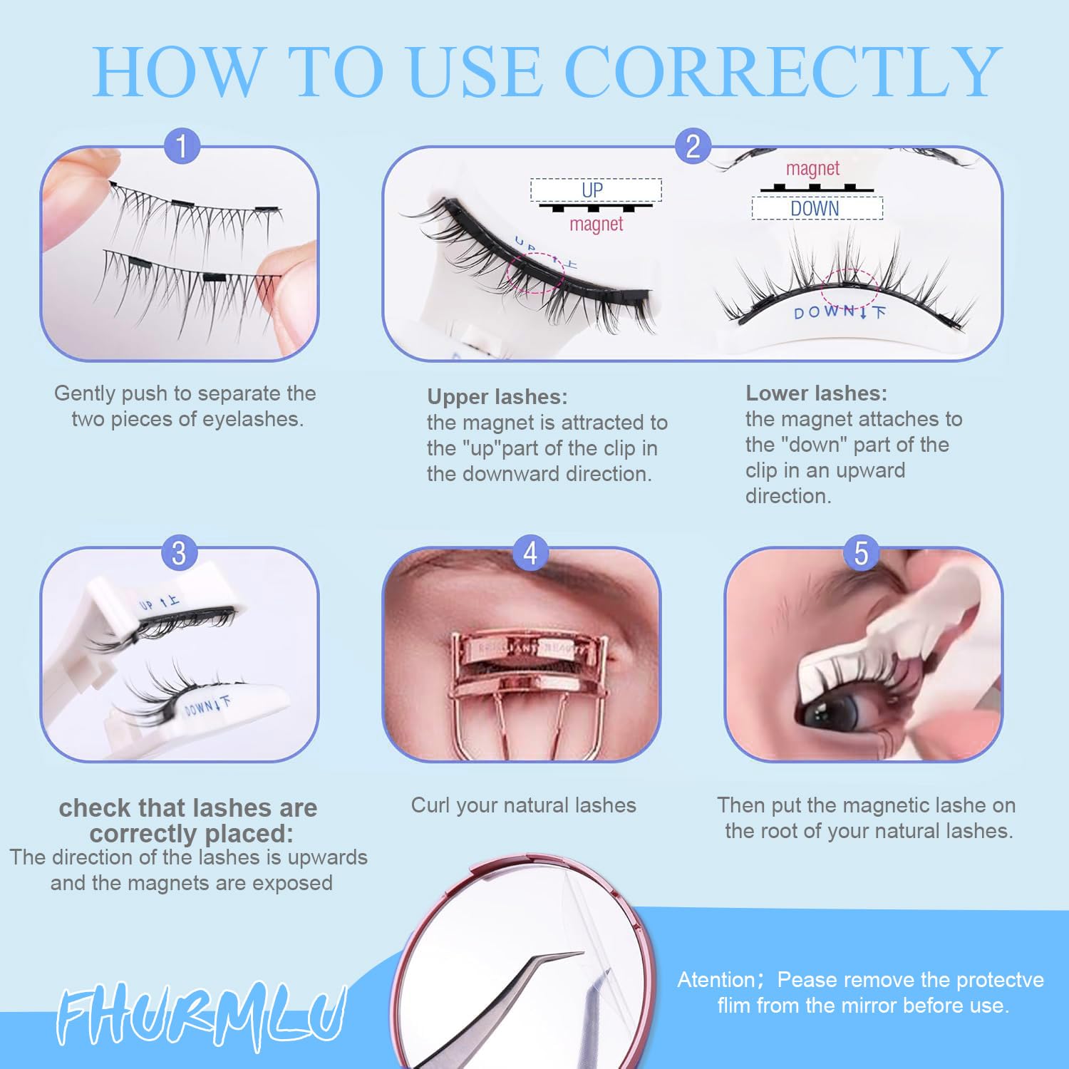 Yogkuse Hunnyfit Magnetic Eyelashes with Applicator – No Glue Needed, Reusable Natural Look